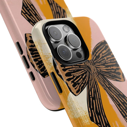 Bow Brushstroke Tough Phone Case — Pink & Mustard