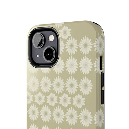Daisy Pattern Tough Phone Case — Protective Floral iPhone Cover