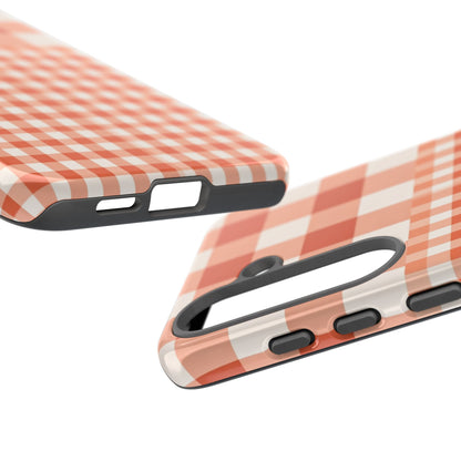 Buffalo Check Tough Phone Case — Orange Gingham Protective Cover