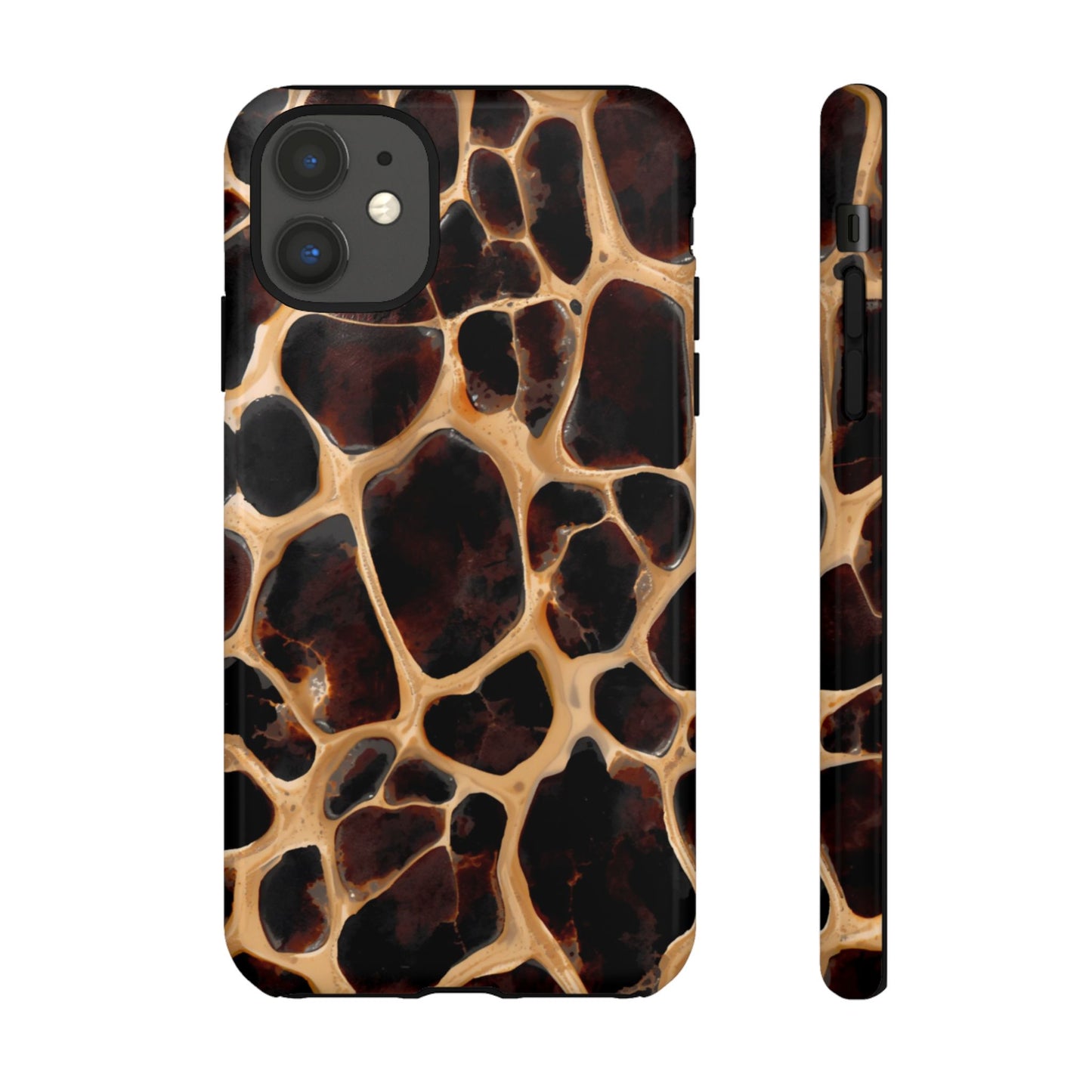 Phone Case — Brown Leather Dot Texture Rugged Protective Cover