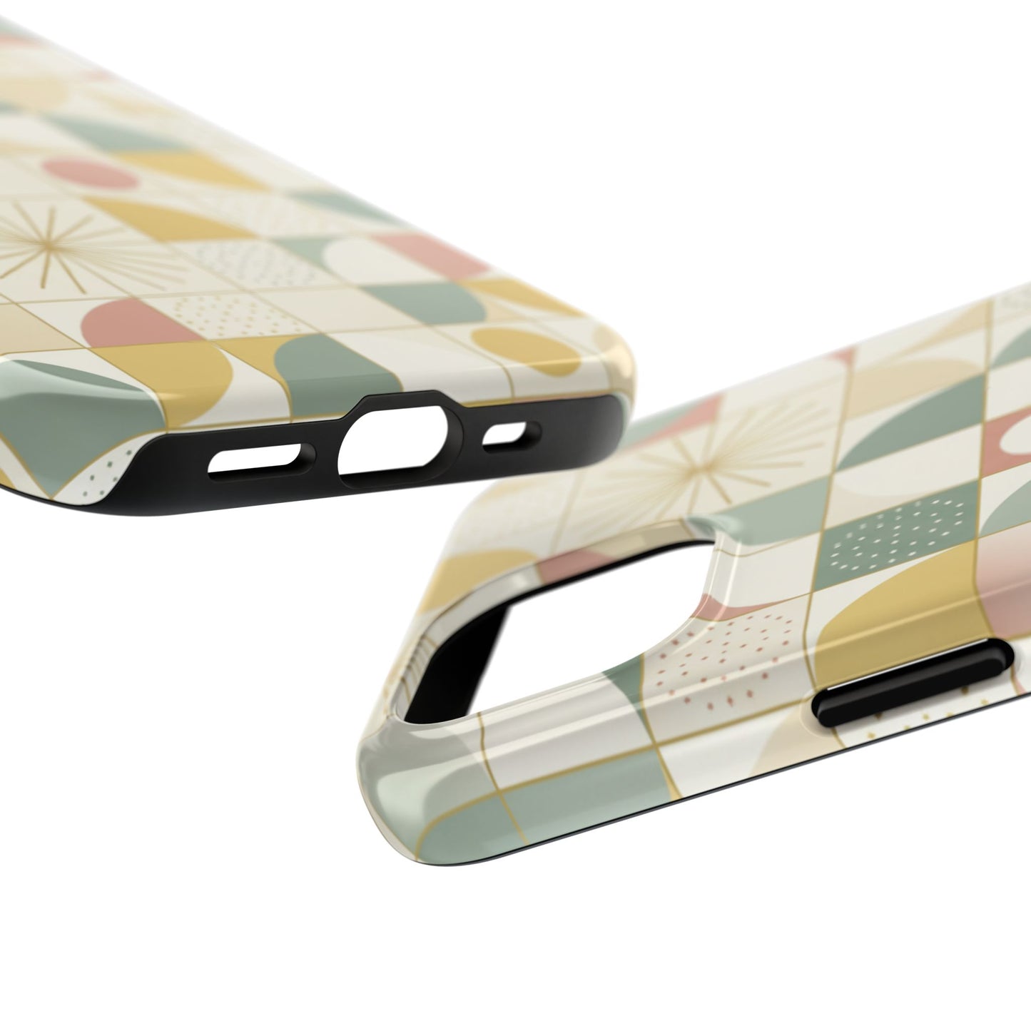 Retro Geometric Tough Phone Case — Pastel Midcentury Pattern