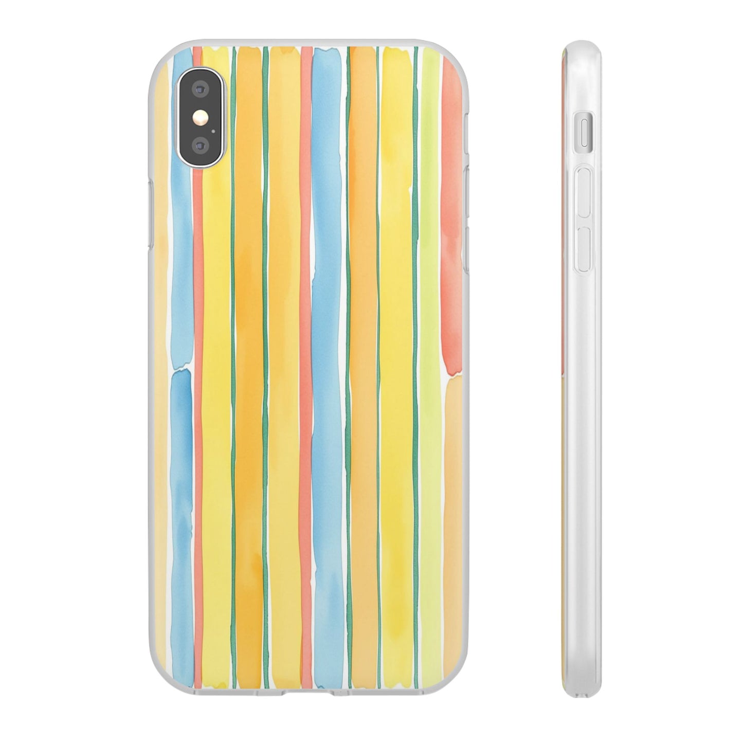 Watercolor Stripe Phone Case — Bright Pastel Vertical Stripes Protective Flexi Case