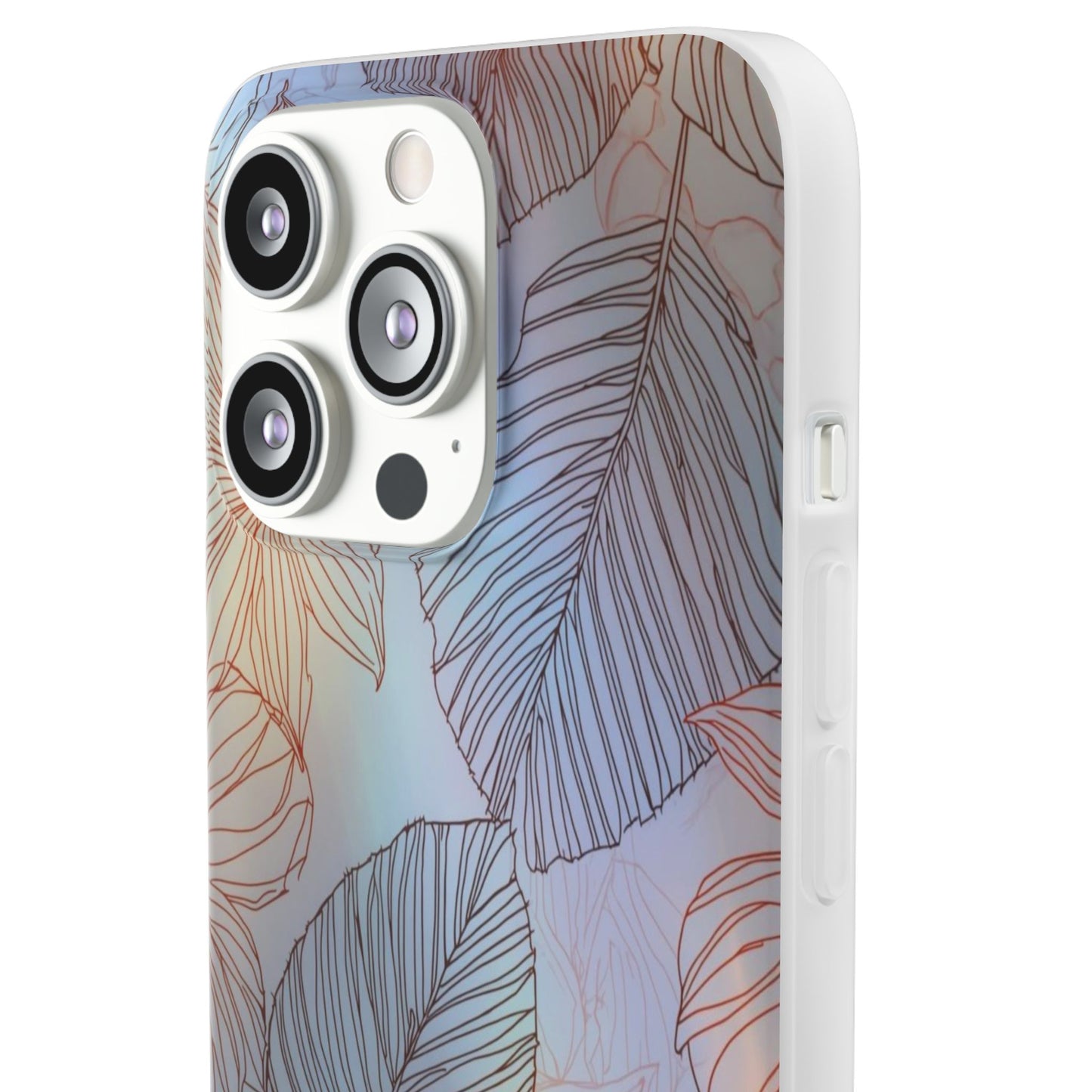 Floral Holographic Phone Case — Iridescent Leaves & Flowers Flexi Case