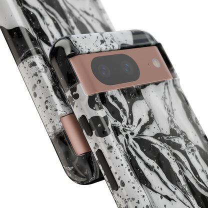 Monochrome Tile Floral Tough Phone Case