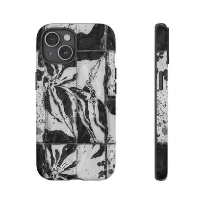 Monochrome Tile Floral Tough Phone Case