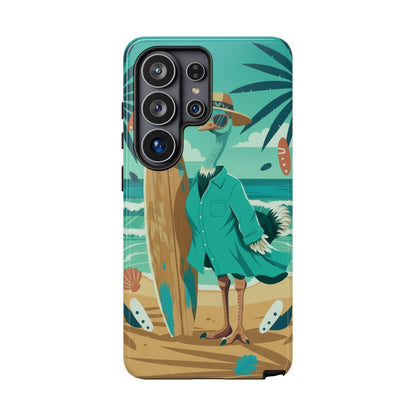 Phone Case — Retro Dressed Seagull Surfing Beach Illustration