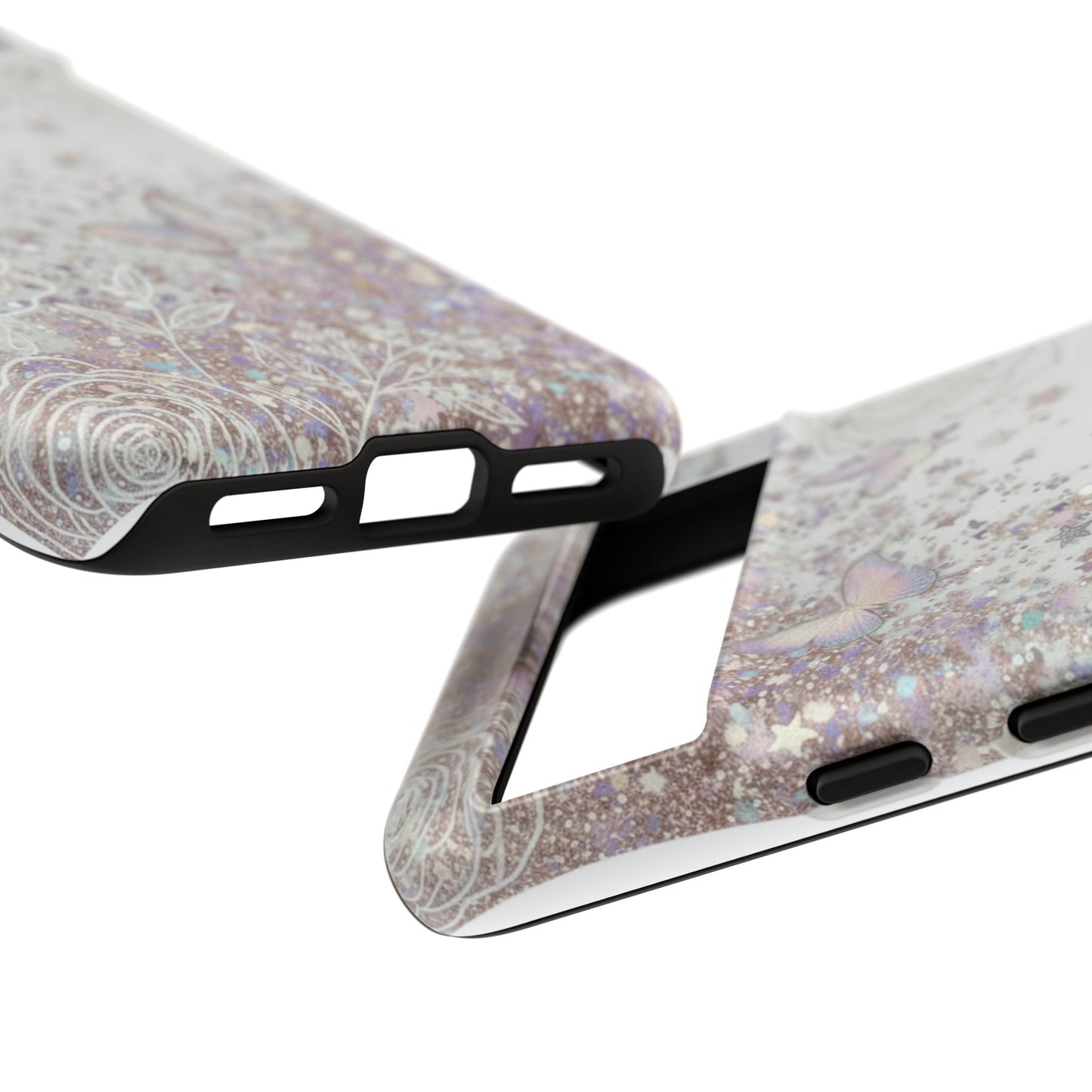 Butterfly Glitter Tough Phone Case — Floral Sparkle Protective Case
