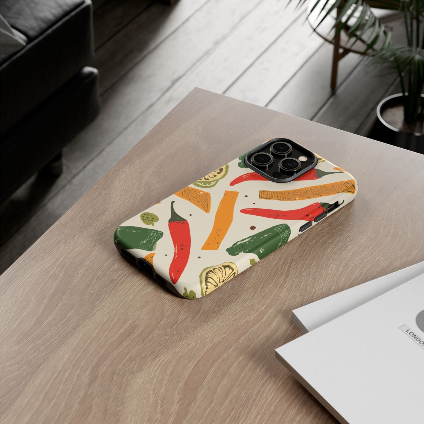 Spicy Peppers Phone Case – Colorful Chili, Lime & Citrus Pattern