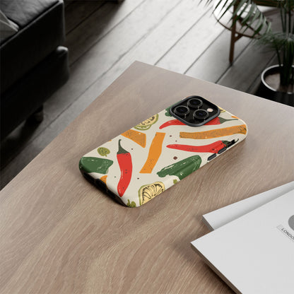 Spicy Peppers Phone Case – Colorful Chili, Lime & Citrus Pattern