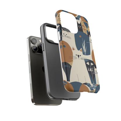 Cat Pattern Phone Case – Retro Abstract Cats Protective iPhone Cover