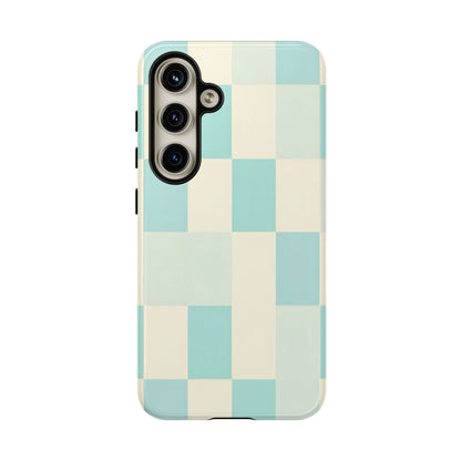 Pastel Checkerboard Tough Case – Mint & Cream Protective Phone Cover