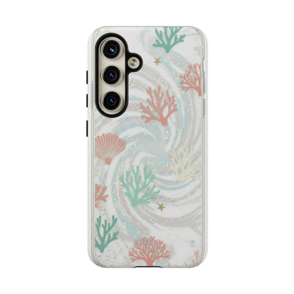 Seafoam Coral Tough Phone Case - Pastel Ocean Wave Design