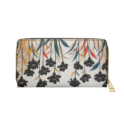 Women's Black Floral -  Zippered Summer Wallet