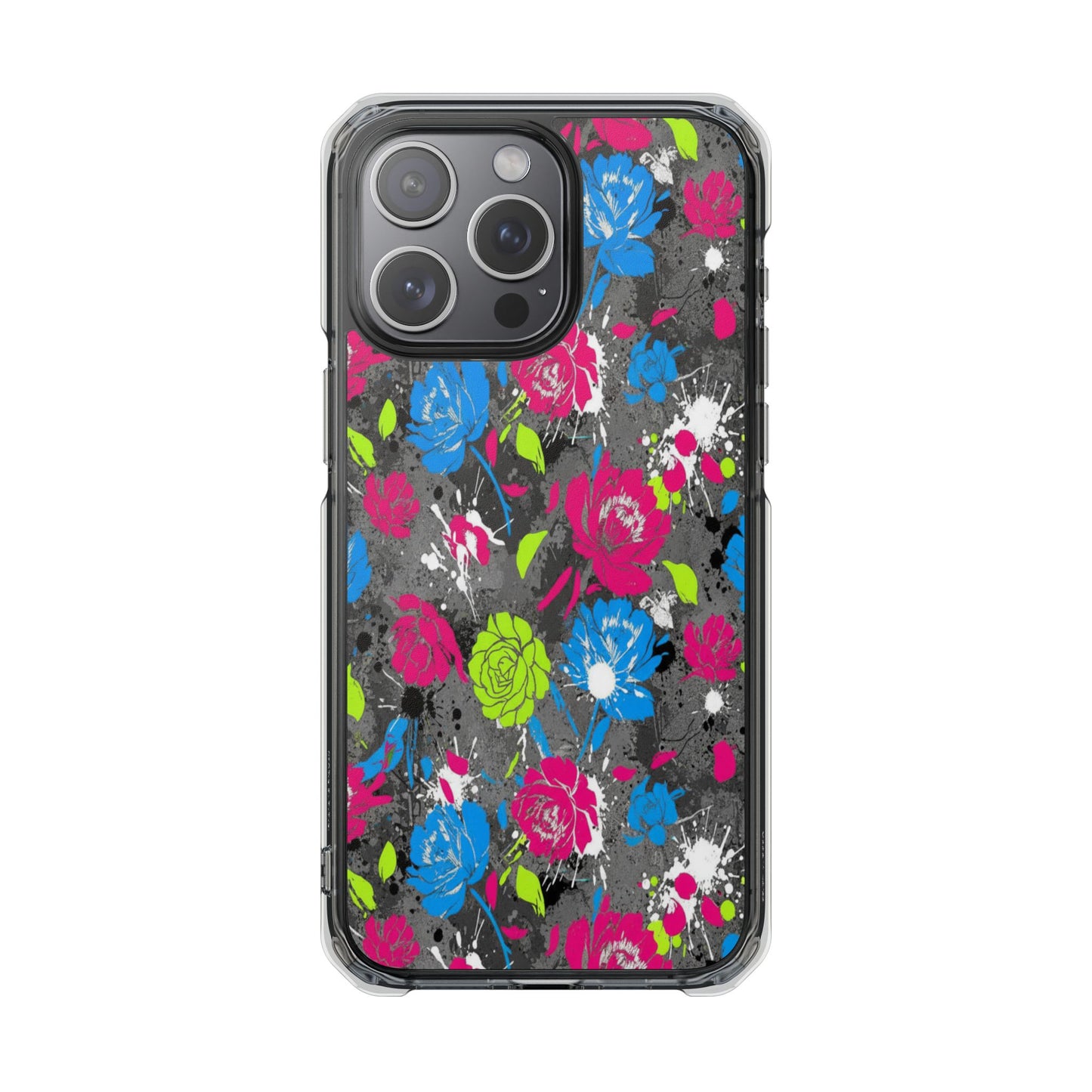 Copy of Clear Magnetic Phone Case — Bright Tropical Floral Impact Protection