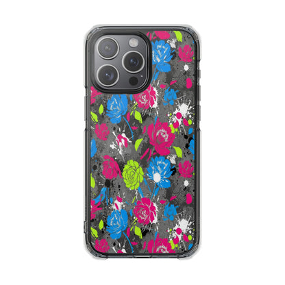 Copy of Clear Magnetic Phone Case — Bright Tropical Floral Impact Protection