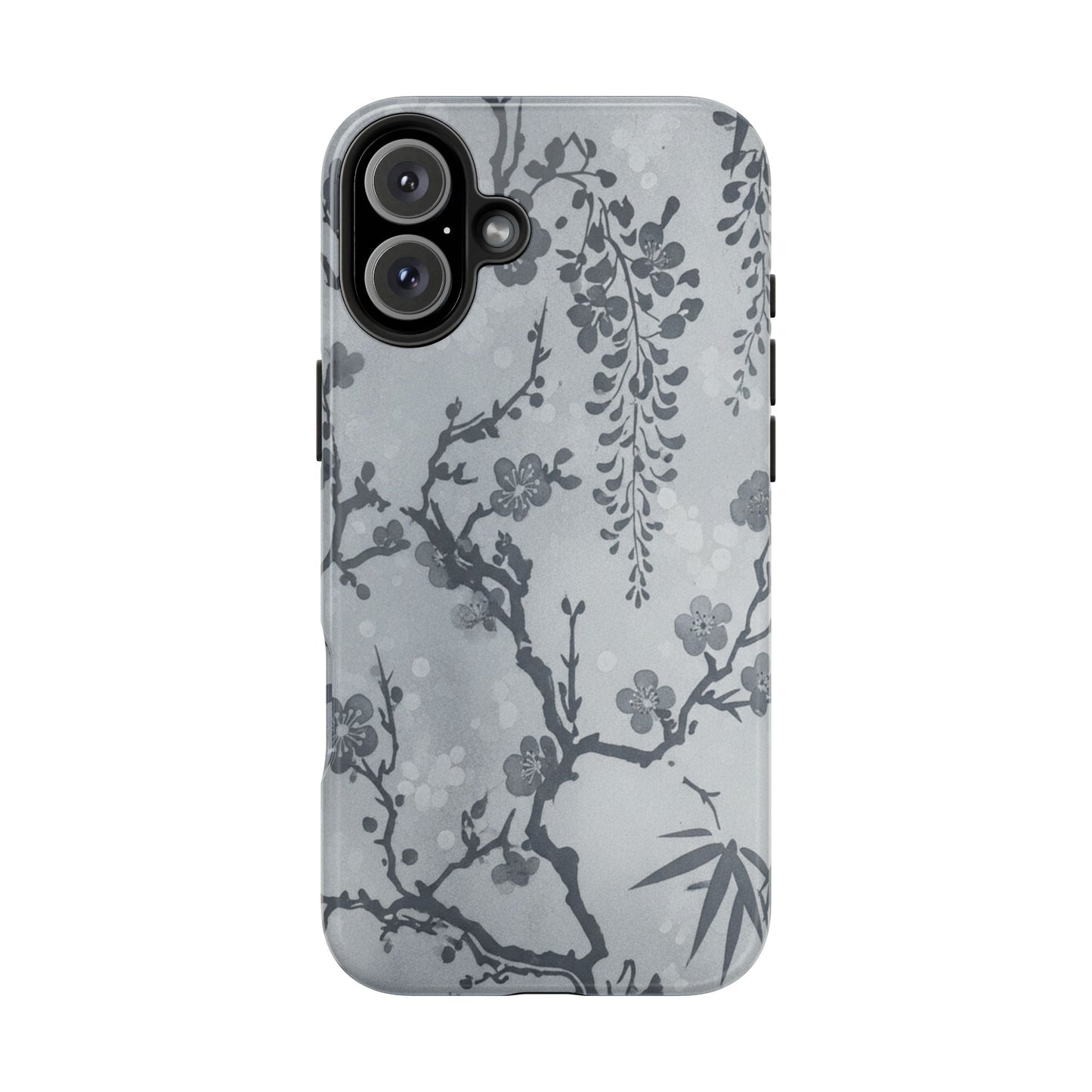 Tough Phone Case — Gray Cherry Blossom Ink Floral Design