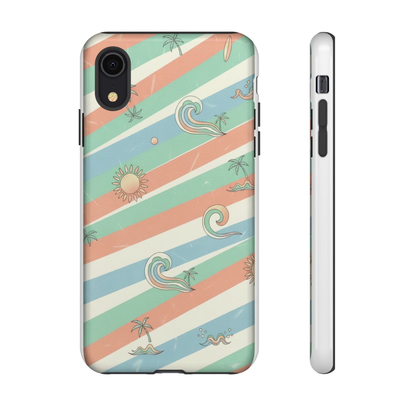 Surf Stripe Tough Phone Case — Retro Beach Waves Pattern
