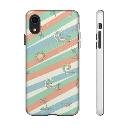 Surf Stripe Tough Phone Case — Retro Beach Waves Pattern