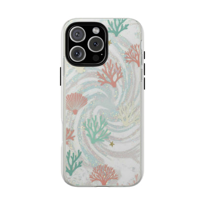 Seafoam Coral Tough Phone Case - Pastel Ocean Wave Design