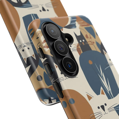 Cat Pattern Phone Case – Retro Abstract Cats Protective iPhone Cover