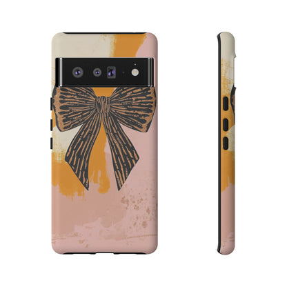 Bow Brushstroke Tough Phone Case — Pink & Mustard