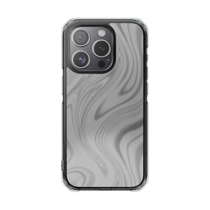 Clear Magnetic Impact Phone Case — Gray Marble Swirl