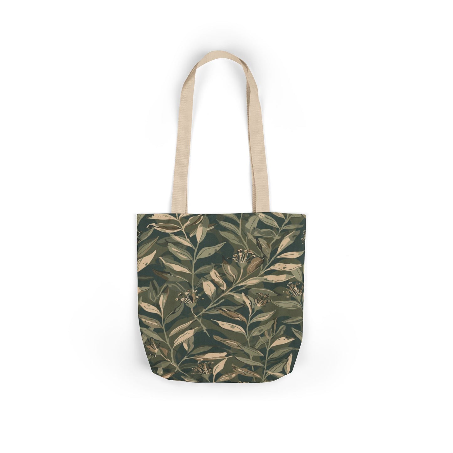 Botanical Leaf Canvas Tote — Green Vintage Foliage Market Bag
