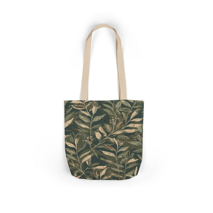 Botanical Leaf Canvas Tote — Green Vintage Foliage Market Bag