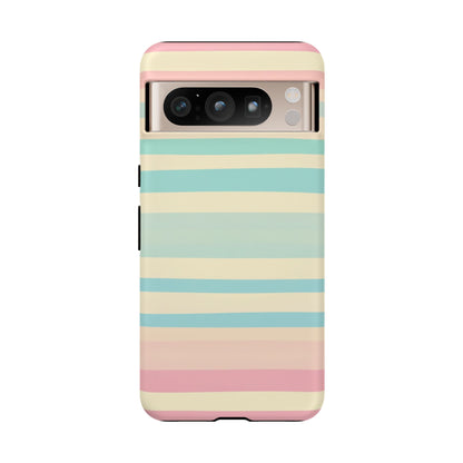 Pastel Striped Tough Phone Case – Protective Retro Rainbow Design