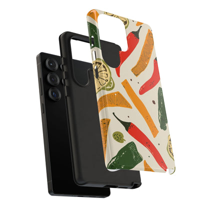 Spicy Peppers Phone Case – Colorful Chili, Lime & Citrus Pattern