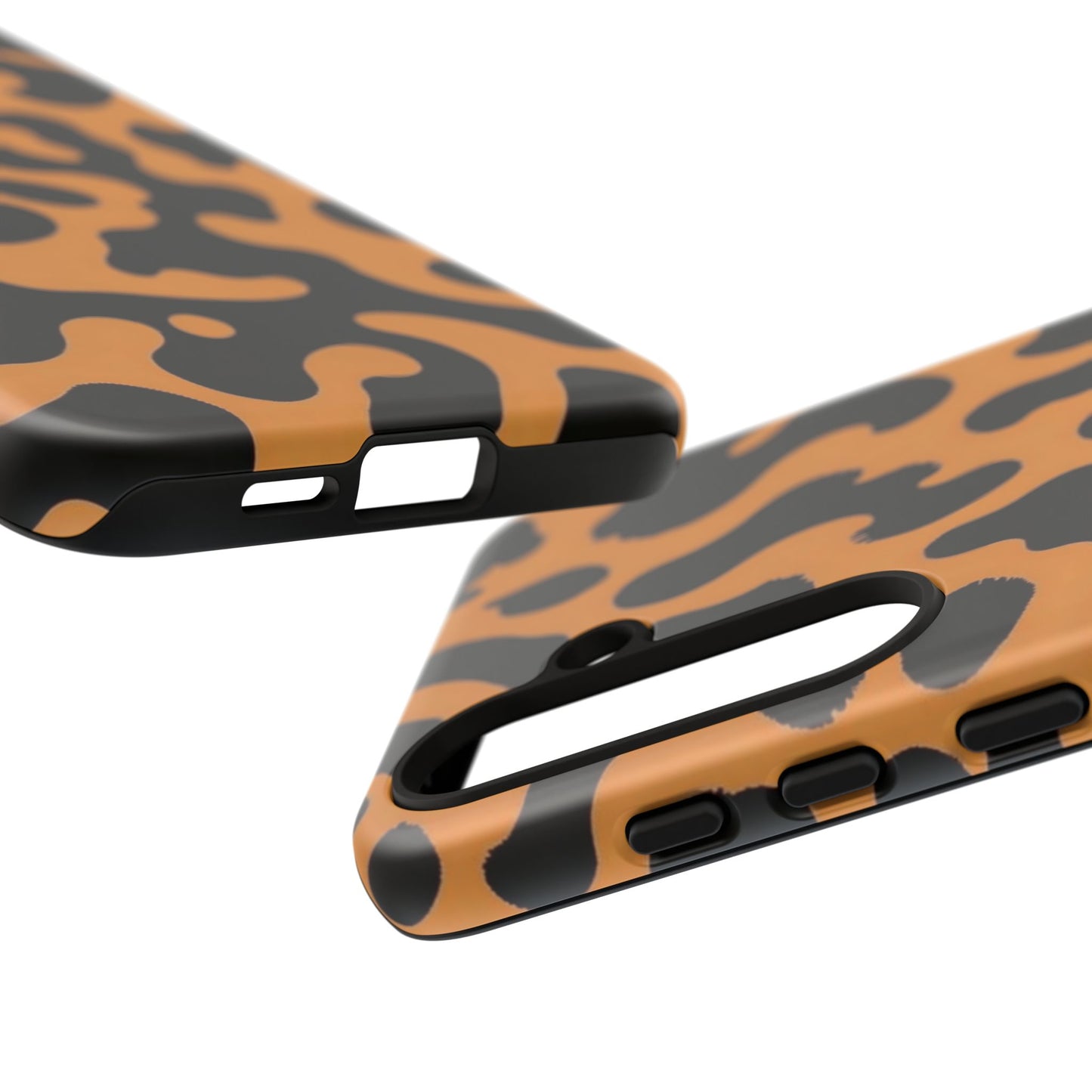 Leopard Print Phone Case — Orange & Black Tough Pattern Protective Cover