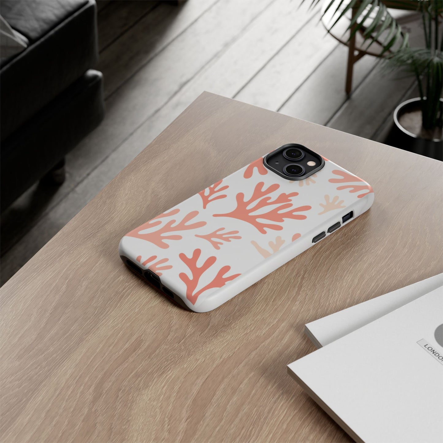 Coral Reef Pattern Tough Phone Case — Pink Beachy Protective Cover