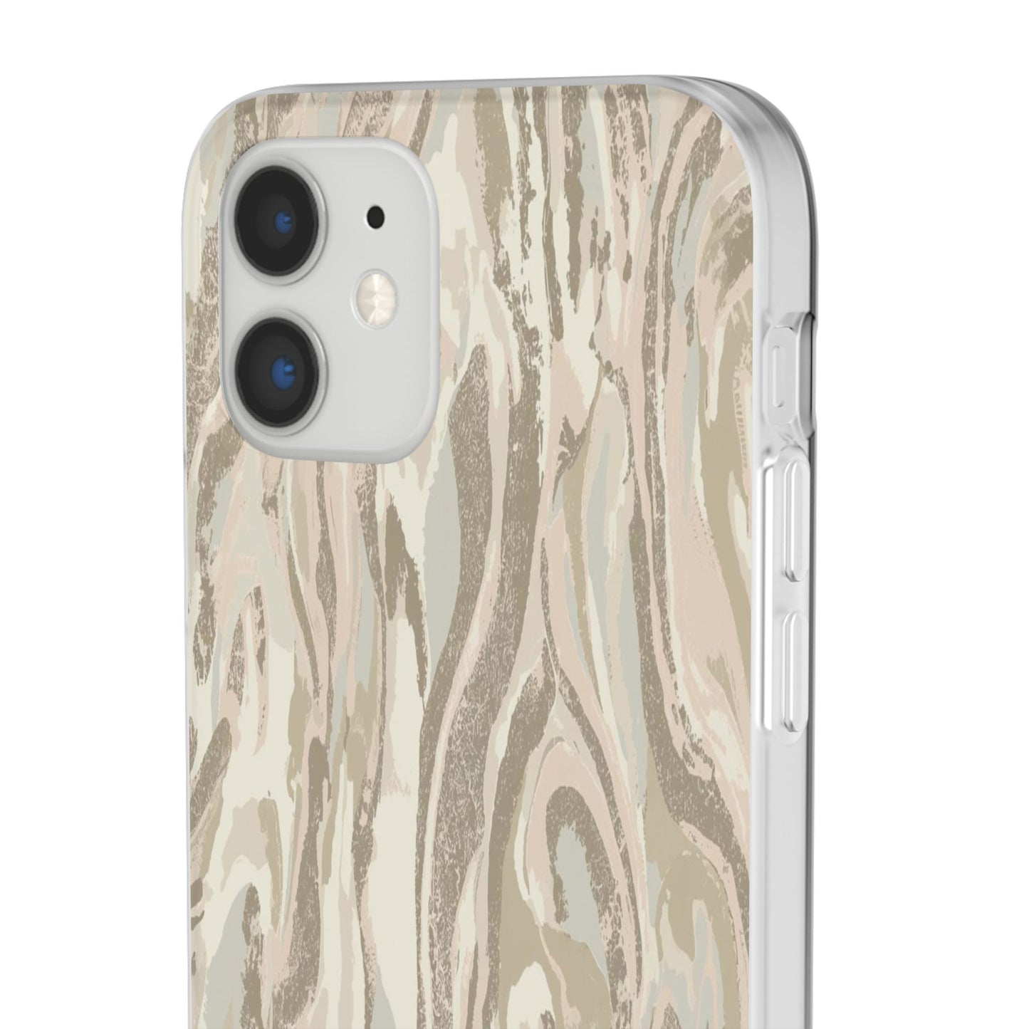 Neutral Marble Swirl Flexi Phone Case — Beige Abstract Protective Cover