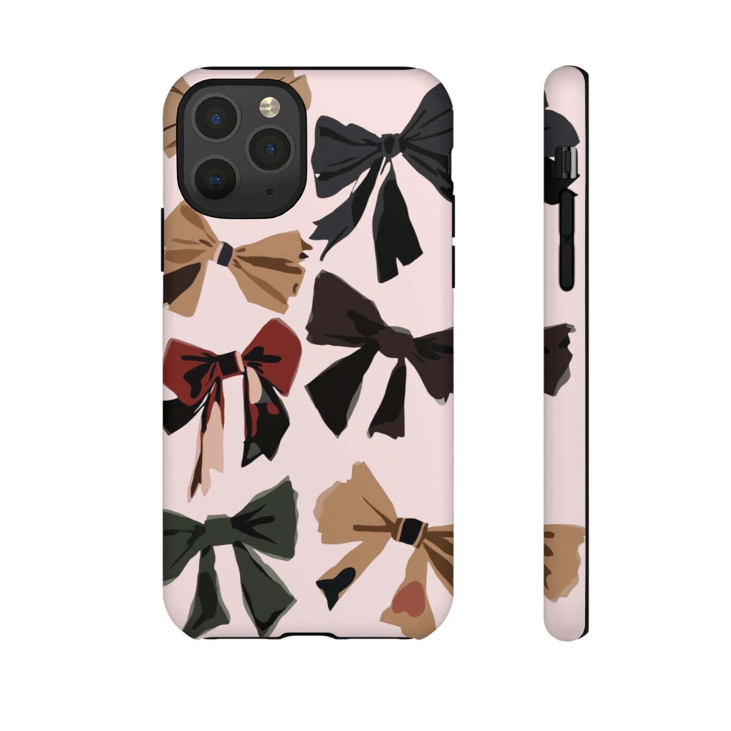 Bow Pattern Phone Case - Pink, Brown & Black Bows Protective Cover