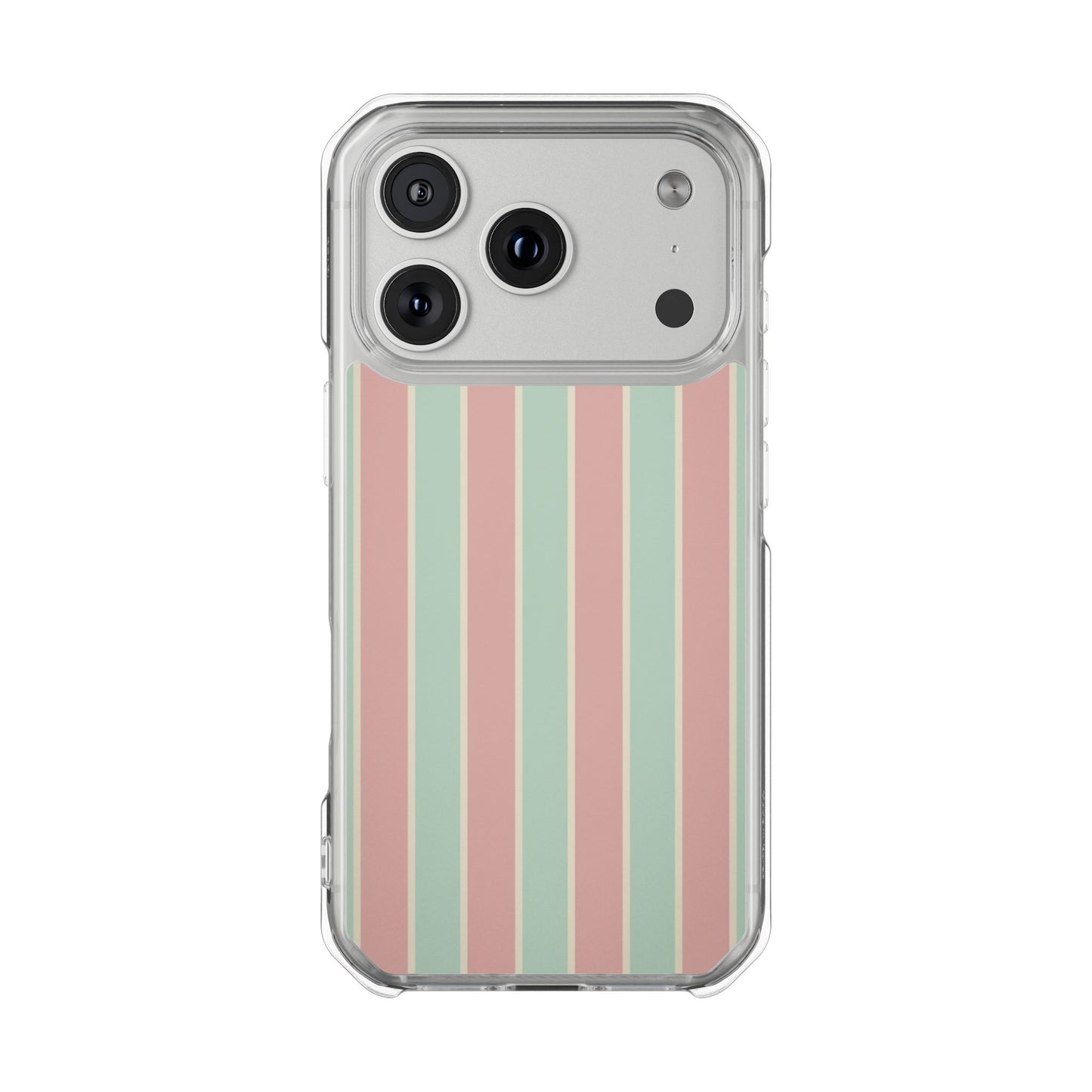 Striped Pastel Clear Phone Case — Magnetic Impact Protective Cover
