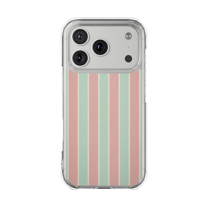 Striped Pastel Clear Phone Case — Magnetic Impact Protective Cover