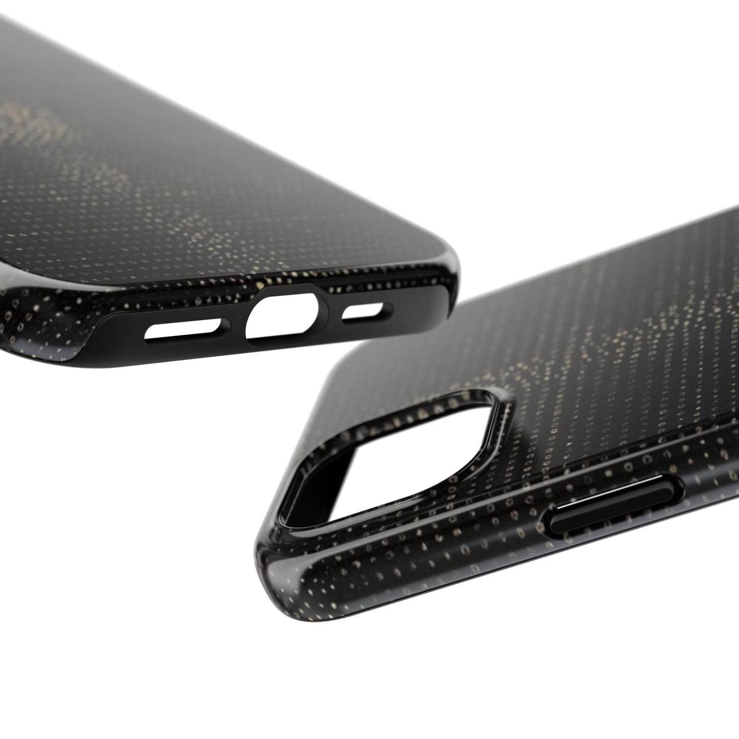 Tough Phone Case — Black Textured Metallic Dot Shield
