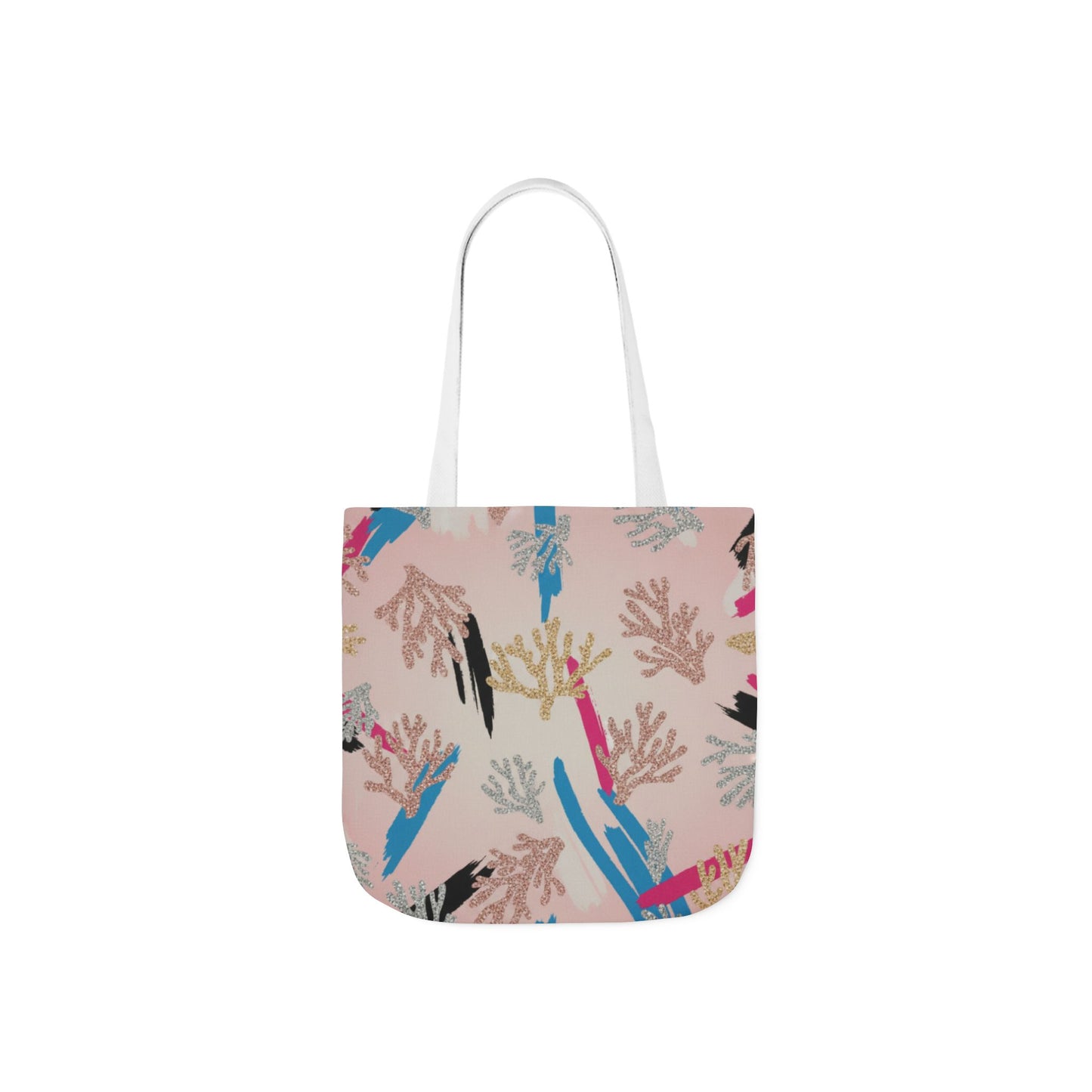 Abstract Coral Pattern Canvas Tote — Beachy Pink Reusable Bag