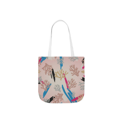 Abstract Coral Pattern Canvas Tote — Beachy Pink Reusable Bag