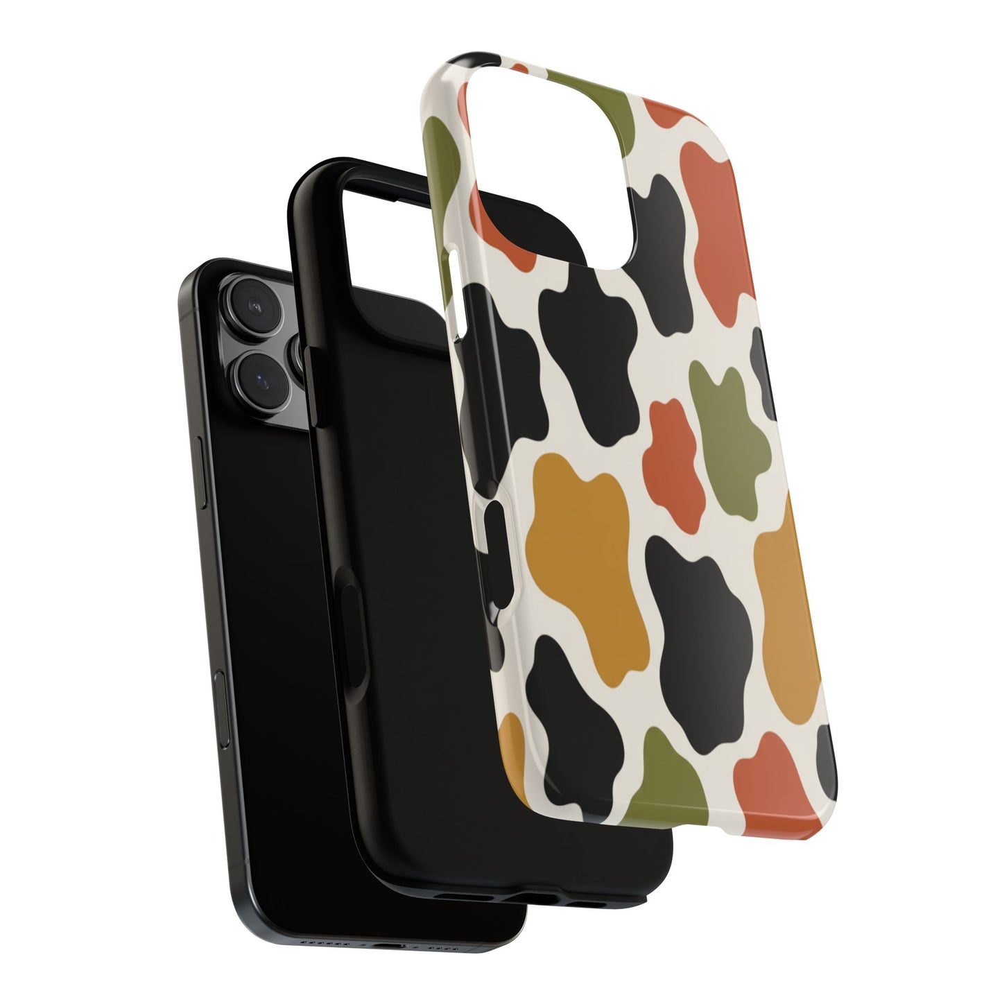 Camouflage Pattern Tough Phone Case – Retro Olive, Rust & Mustard Protective Cover