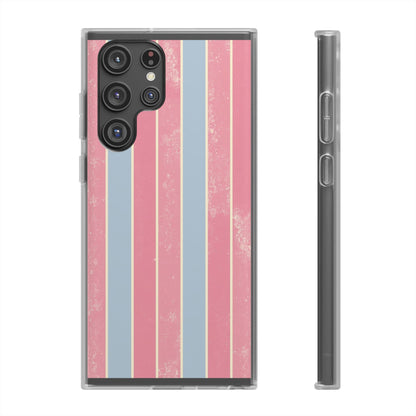 Striped Pink & Blue Phone Case — Retro Pastel Flexi Case