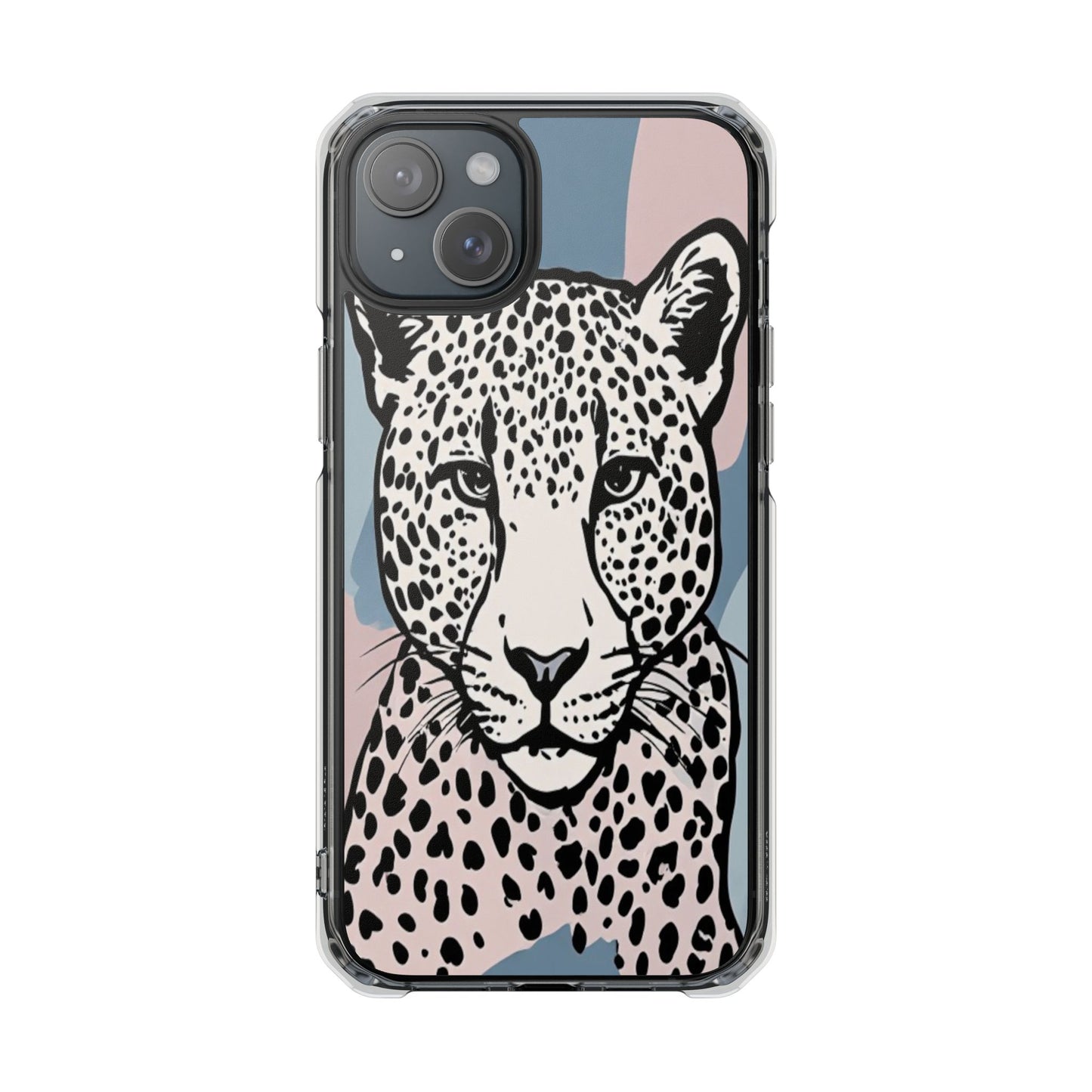 Clear Magnetic Phone Case — Leopard Art Protective Impact Cover