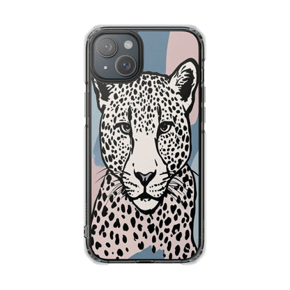Clear Magnetic Phone Case — Leopard Art Protective Impact Cover