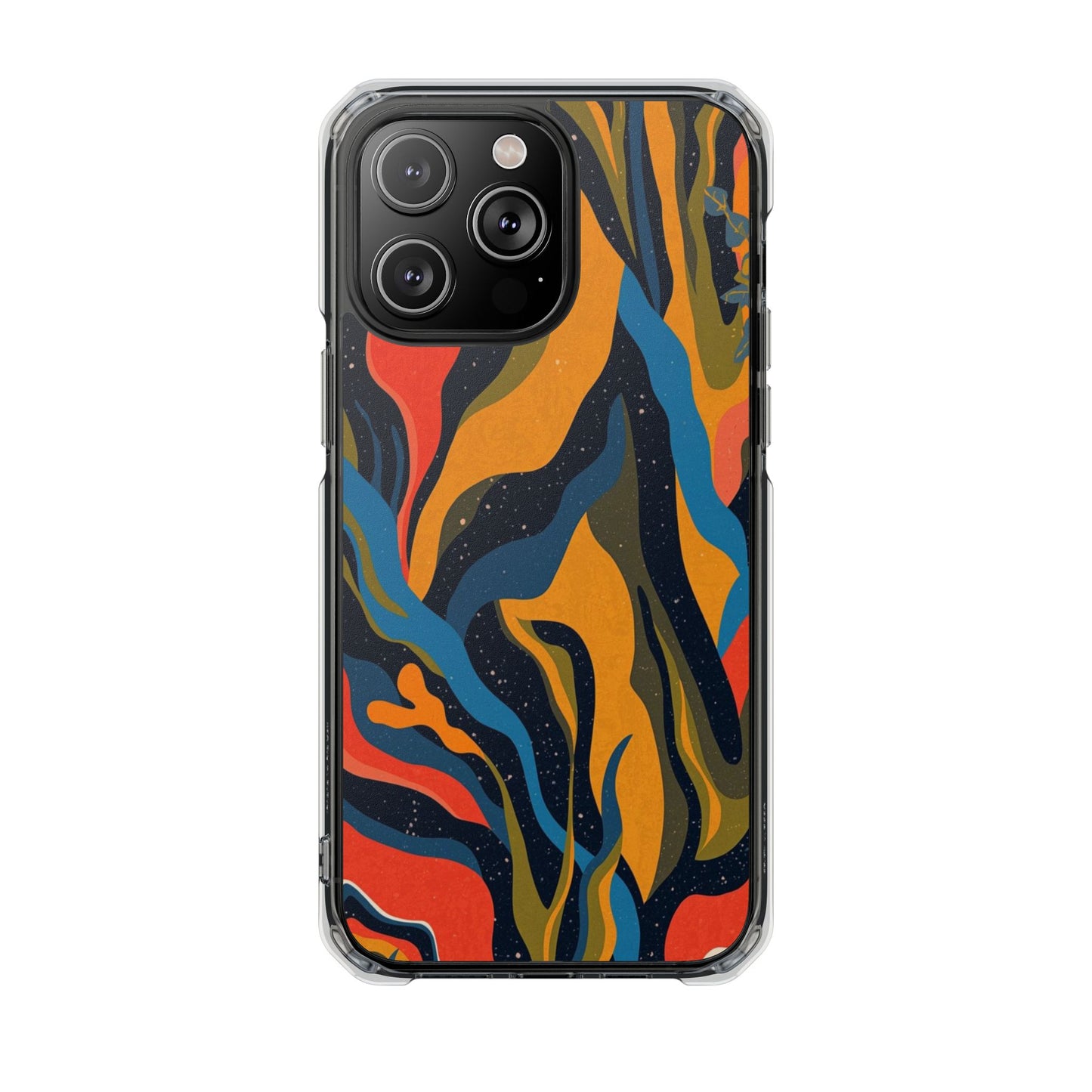 Clear Magnetic Phone Case — Retro Swirl Abstract Design