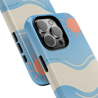 Beach Waves Tough Phone Case — Summer Sun & Seashell Protective Cover