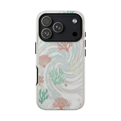Seafoam Coral Tough Phone Case - Pastel Ocean Wave Design