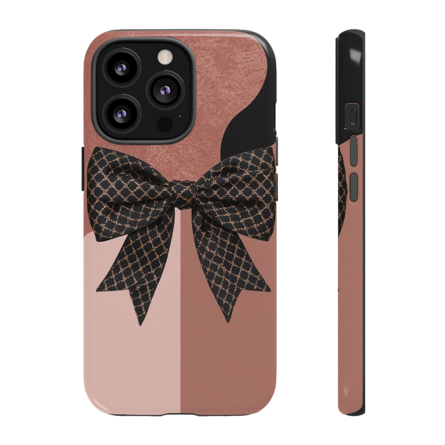 Bow Stripe Tough Phone Case – Pink Mauve Protective Cover
