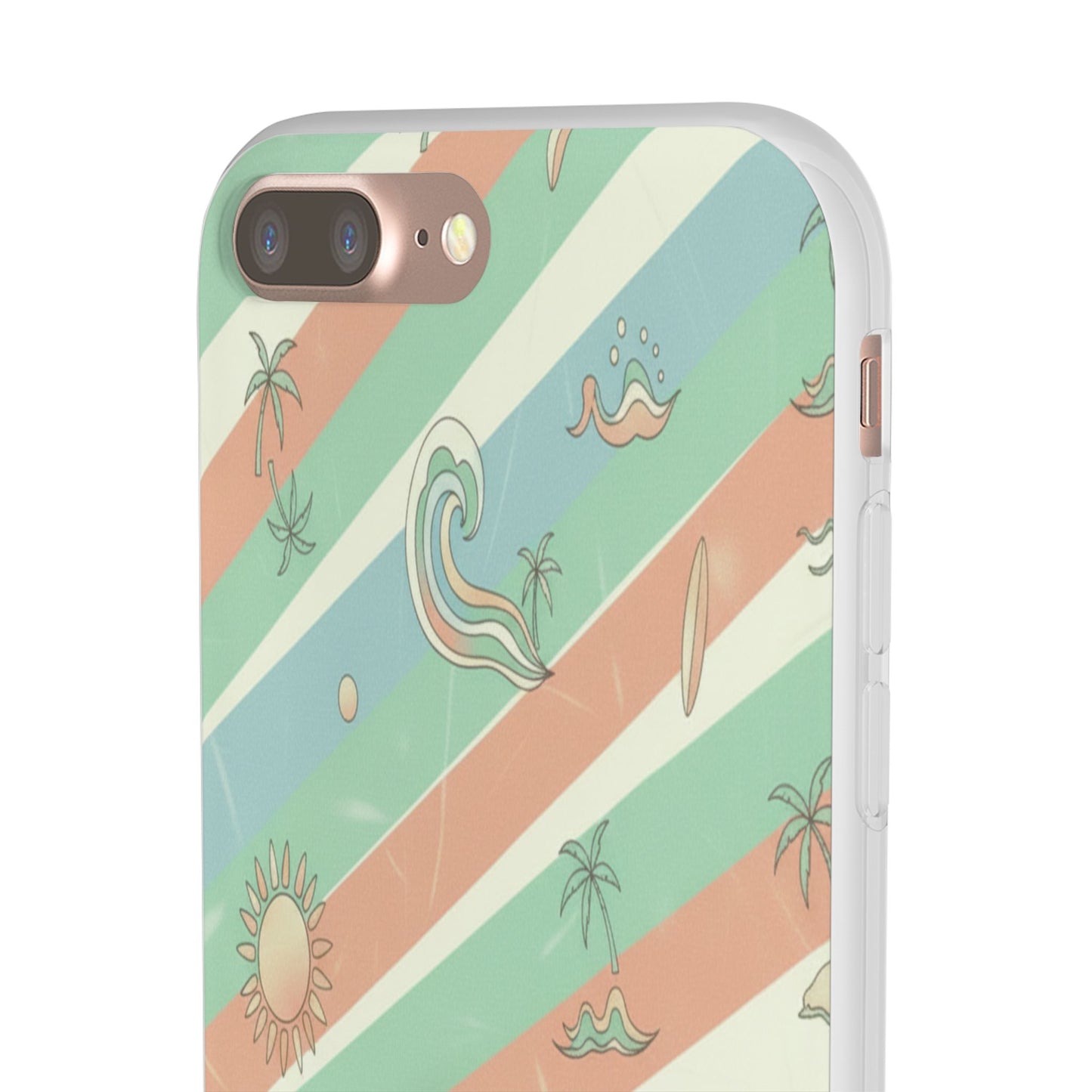 Beach Vibes Phone Case — Retro Pastel Surf & Palm Protective Flexi Case