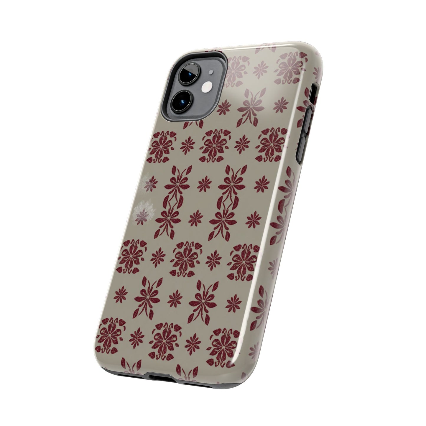 Tough Phone Case — Vintage Red Floral Pattern Protective Cover