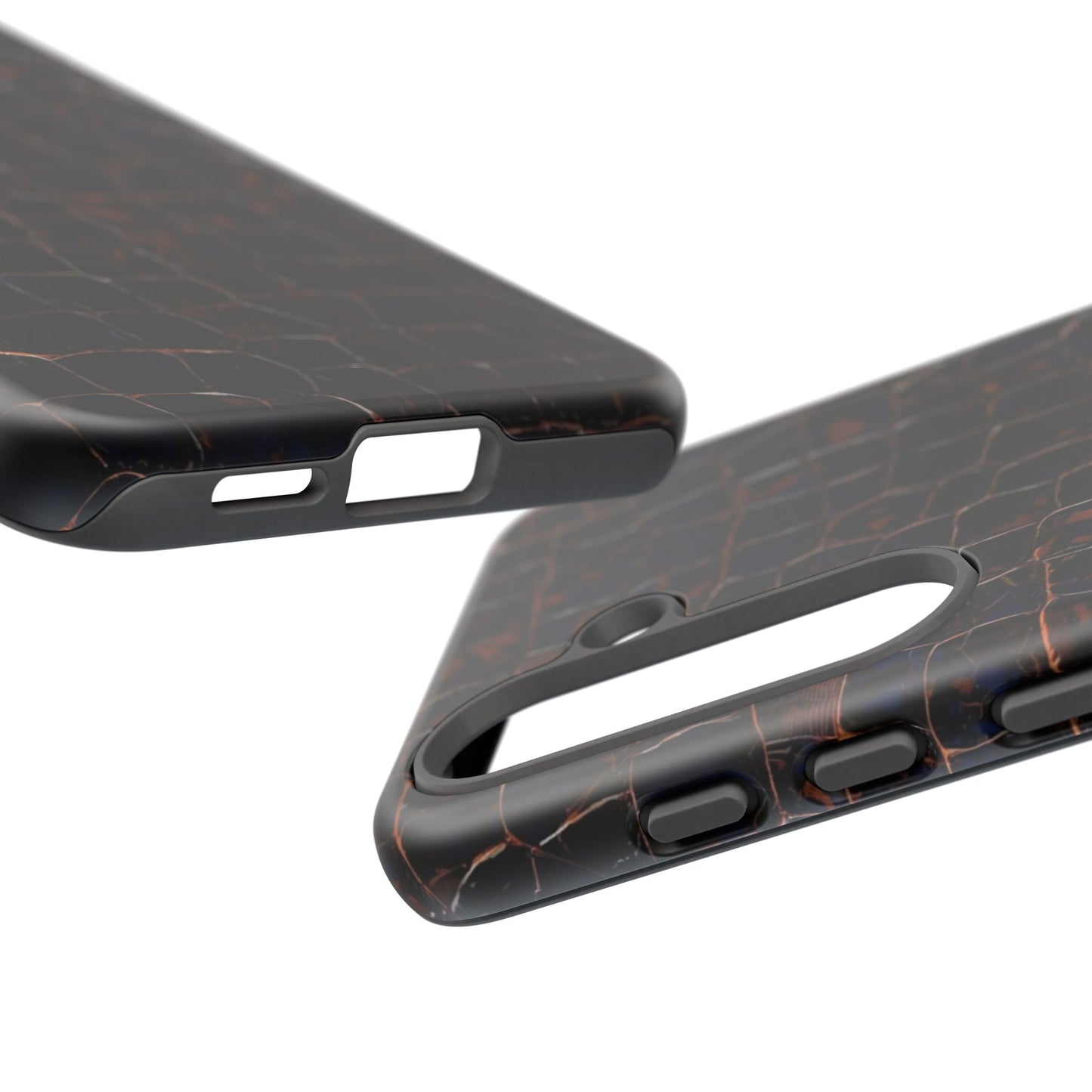 Croc-Embossed Tough Phone Case — Shockproof Black Alligator Texture